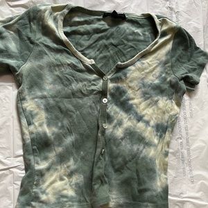 Tye Dye Button-Up V Neck Tee